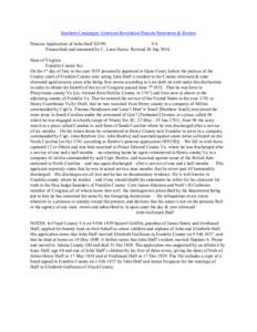 Southern Campaigns American Revolution Pension Statements & Rosters Pension Application of John Huff S5590 VA Transcribed and annotated by C. Leon Harris. Revised 26 Sep[removed]State of Virginia Franklin County Sct.