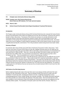 Pompton Lakes Community Advisory Group Technical Work Group March 2, 2011 Summary of Review _________________________________________________________________________________