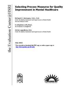 Medical terms / Quality of life / Evaluation / Substance Abuse and Mental Health Services Administration / Health care in the United States / Healthcare Effectiveness Data and Information Set / Patient safety / Medicine / Health / Healthcare