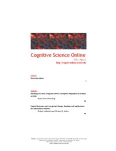 Cognitive Science Online Vol.1, Issue 2 http://cogsci-online.ucsd.edu Letters From the editors