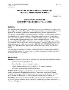 Series 354 Rapid Intervention Team(RIT) Adopted: 1-97 Revised: 2-05 Page 1 of 6