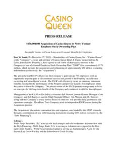 Microsoft Word - Casino Queen ESOP Press Release[removed])
