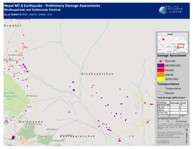 Nepal M7.8 Earthquake - Preliminary Damage Assessments Sindhupalchok and Kathmandu Districts As of 02MAY15 PDC - EQ7.8 - DANAN u w a k o t Man an g