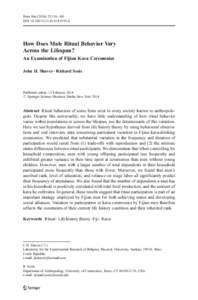 Hum Nat:136–160 DOIs12110How Does Male Ritual Behavior Vary Across the Lifespan? An Examination of Fijian Kava Ceremonies