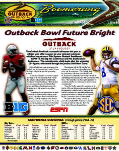 The Outback Bowl had a successful off-season this year as officials were able to secure six-year contract extensions with four key partners: Title Sponsor Outback Steakhouse, ESPN TV, The Big Ten Conference and The South