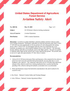 United States Department of Agriculture Forest Service Aviation Safety Alert No[removed]