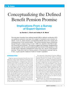 䉴 To Come  Conceptualizing the Defined Benefit Pension Promise Implications From a Survey of Expert Opinion