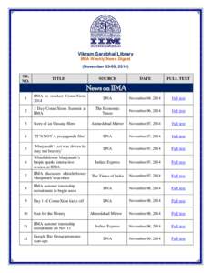 Vikram Sarabhai Library IIMA Weekly News Digest (November 03-09, 2014) SR. NO.