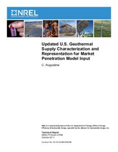 Updated U.S. Geothermal Supply Characterization and Representation for Market Penetration Model Input