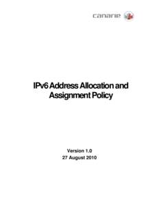 CA*net4 - IPv6 Allocation and Addressing Policy