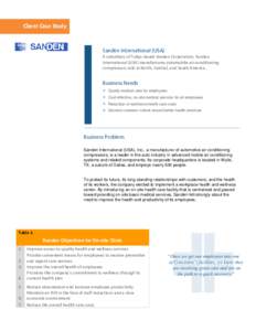 Client Case Study  Sanden International (USA) A subsidiary of Tokyo-based Sanden Corporation, Sanden International (USA) manufactures automobile air-conditioning compressors sold in North, Central, and South America.