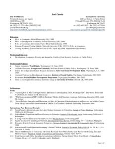 José Cuesta The World Bank Poverty Reduction and Equity 1818 H Street, NW Washington, DC 20433, USA tel[removed] • fax[removed]