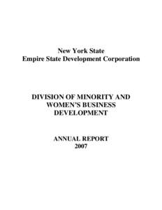New York State Empire State Development Corporation DIVISION OF MINORITY AND WOMEN’S BUSINESS DEVELOPMENT