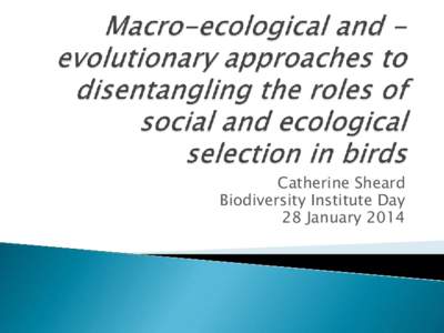 Catherine Sheard Biodiversity Institute Day 28 January 2014 