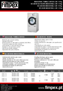 INDUSTRIAL TUMBLE DRYER CAP. 11 Kg SECADOR DE ROUPA INDUSTRIAL CAP. 11 Kg SECADORA INDUSTRIAL CAP. 11 Kg