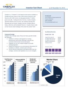 Investor Fact Sheet  Cineplex Inc. (