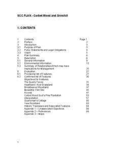 SCC PLAN - Corbet Wood and Grinshill  1: CONTENTS