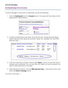 eCourses Messaging  Sending Messages From eCourses To send messages to instructors or classmates, use do the following: 1. Click the Participants link in the People block in the upper left-hand area of the page (see the 