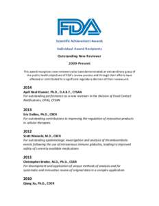 FDA Scientific Achievement Awards