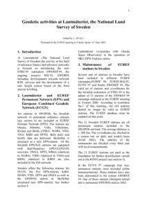 Measurement / Regional Reference Frame Sub-Commission for Europe / EUREF Permanent Network / European Combined Geodetic Network / Differential GPS / Global Positioning System / Onsala Space Observatory / Levelling / Satellite navigation / Geodesy / Technology / Cartography