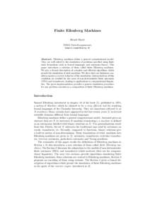 Finite Eilenberg Machines Benoˆıt Razet INRIA Paris-Rocquencourt,   Abstract. Eilenberg machines define a general computational model.