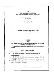 1992 THE LEGISLATIVE ASSEMBLY FOR THE AUSTRALIAN CAPITAL TERRITORY (As presented) (Attorney-General)
