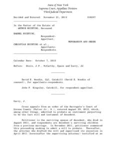 State of New York Supreme Court, Appellate Division Third Judicial Department Decided and Entered: November 21, 2013 ________________________________