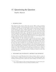 15 Questioning the Question Stephen Maitzen 1  INTRODUCTION