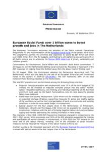 EUROPEAN COMMISSION  PRESS RELEASE Brussels, 19 September[removed]European Social Fund: over 1 billion euros to boost