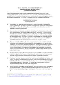 REVIEW OF CENTERS AND DIRECTORS REPORTING TO FRANKLIN COLLEGE OF ARTS AND SCIENCES UNIVERSITY OF GEORGIA Centers that report directly to the Franklin College of Arts and Sciences Dean’s Office at the University of Geor