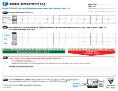 Fº Freezer Temperature Log  Month/Year (Days[removed]