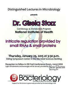 Distinguished Lectures in Microbiology presents Dr. Gisela Storz Cell Biology & Metabolism Program