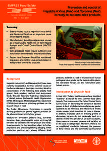 EMPRES Food Safety Lessons Learned Series No. 1 – July 2011 Prevention and control of Hepatitis A Virus (HAV) and Norovirus (NoV)