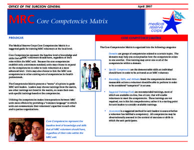 Medical Reserve Corps Core Competency Matrix April 2007