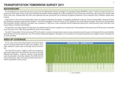 Greater Toronto and Hamilton Area / Travel survey / Greater Toronto Area / Geography of Canada / Provinces and territories of Canada / Transportation planning / Ontario / GO Transit