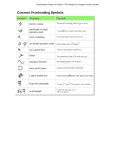 Proofreading Guides for Writers / The Greater Los Angeles Writers Society  Common Proofreading Symbols Symbol  Meaning