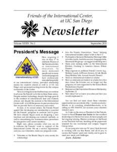 Friends of the International Center, at UC San Diego Newsletter  Volume XXXIX No.1