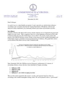 COMMONWEALTH of VIRGINIA Department of Health P O BOX 2448 RICHMOND, VA[removed]KAREN REMLEY, MD, MBA, FAAP