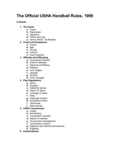 The Official United States Handball Association Handball Rules