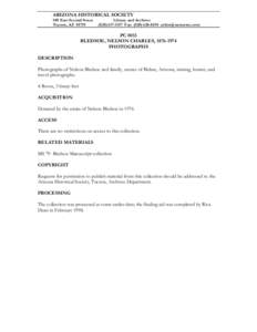 ARIZONA HISTORICAL SOCIETY 949 East Second Street Tucson, AZ[removed]Library and Archives[removed]Fax: ([removed]removed]