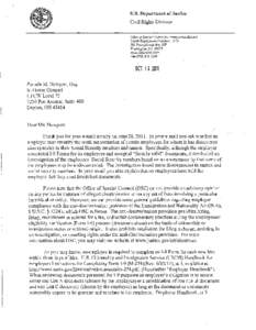 u.s. Department of Justice Civil Rights Division Office a/Special Counselfor Jmm;gra(ion~Related Un/air Employment Practices - NYA 950 Pennsylvania Ave, NW