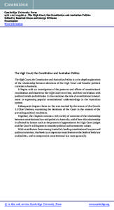 Cambridge University Press[removed]4 - The High Court, the Constitution and Australian Politics Edited by Rosalind Dixon and George Williams Frontmatter More information