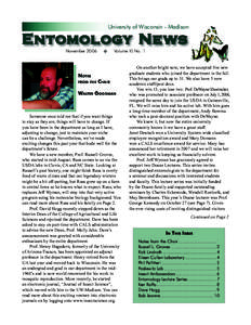 University of Wisconsin - Madison  Entomology News November[removed]NOTES