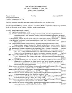 January 14, [removed]Board of Supervisors Minutes