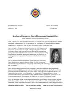 Microsoft Word - February 10 - Geothermal Resources Council Announces President-Elect.doc