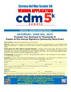 Corona del Mar Scenic 5K  VENDOR APPLICATION OFFICIAL VENDOR REGISTRATION