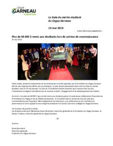 Le Gala du mérite étudiant du Cégep Garneau 14 mai 2014 -