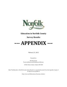 Education in Norfolk County Survey Results --- APPENDIX --February 22, 2012  Prepared by: