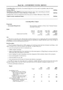 Head 166 — GOVERNMENT FLYING SERVICE Controlling officer: the Controller, Government Flying Service will account for expenditure under this Head. Estimate 2000–01......................................................