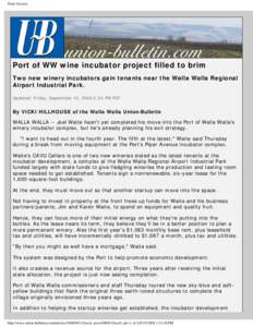 Walla Walla Regional Airport / Walla Walla /  Washington / Walla Walla Union-Bulletin / Walla Walla Valley AVA / Walla Walla River / Walla Walla County /  Washington / Washington / Geography of the United States